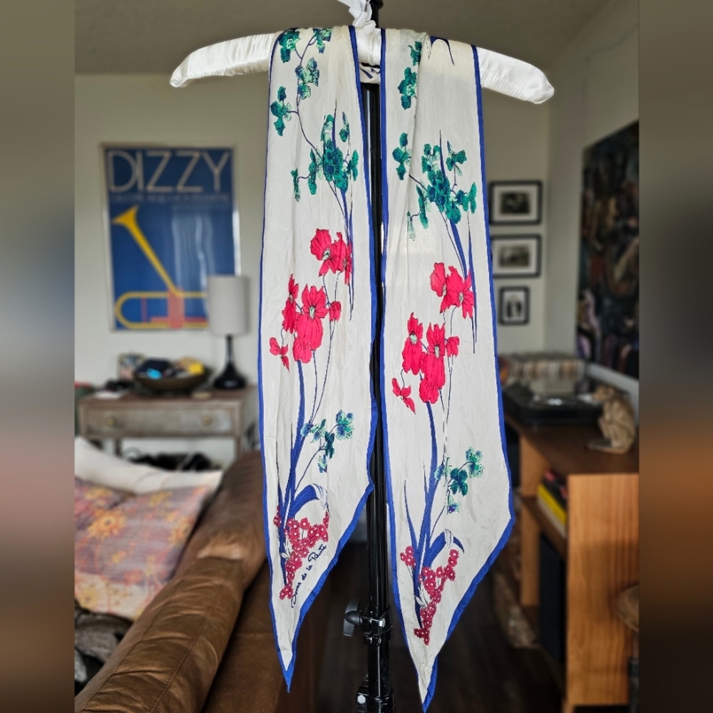 Vintage Oscar de la Renta Floral Silk Scarf